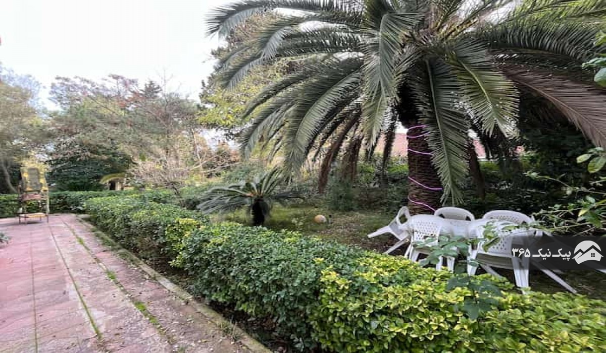 نمای حیاط با فضای سبز ویلای دریاکنار